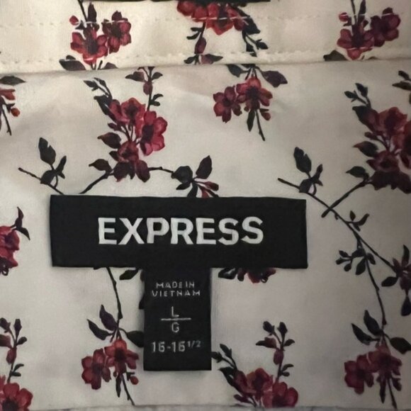 Express White and Red Floral Men's Shirt - Picture 6 of 7